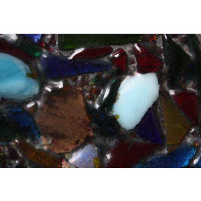 Modernist Green Enamel on Copper Dish With Glass Decoration For Sale - Image 4 of 12