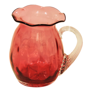 C 1960 Pilgrim Cranberry Glass Creamer/Vase With Crimped Rim