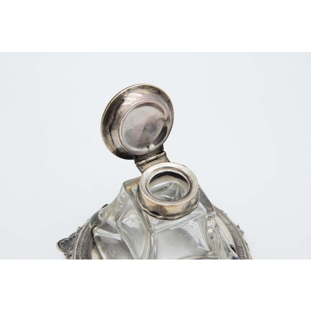 Silver Inkwell with Circular Base and Grooves For Sale - Image 3 of 5