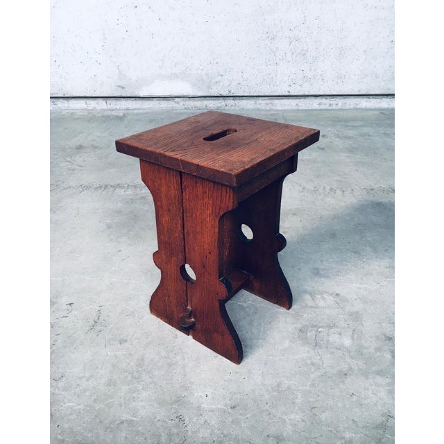 Amsterdamse School Design Oak Handle Stool, Netherlands, 1920s For Sale - Image 16 of 17