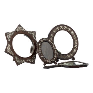 Antique Mirrors in Fine Wood and Silver, 1800s, Set of 4 For Sale