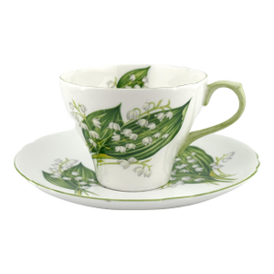 Shelley Lily of the Valley Cup and Saucer, New Cambridge Shape, 1950s English Bone China Teacup