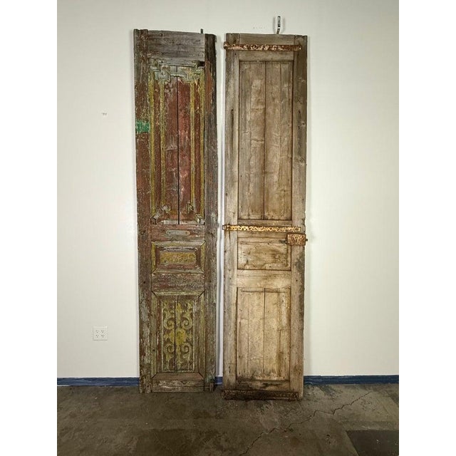 Rustic Pair of 19th C. Rustic Painted Doors For Sale - Image 3 of 12