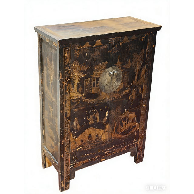 Chinese Chinoiserie-Style Landscape Cabinet For Sale - Image 4 of 5