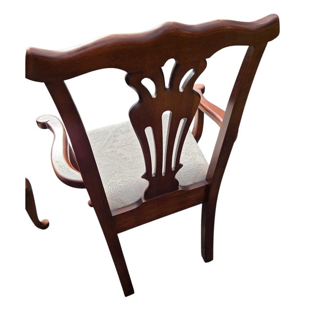 Wood 2 Pennsylvania House Cherry Dining Room Armchairs Chippendale Sheild Back For Sale - Image 7 of 14
