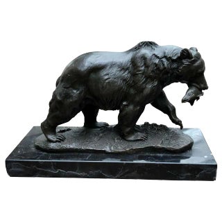 Bronze Brown Grizzly American Bear Statue, 20th-Century For Sale