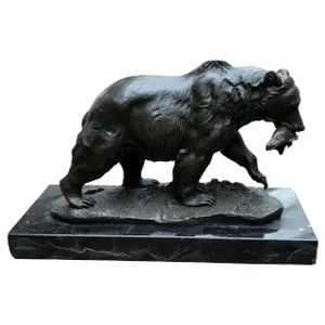 Bronze Brown Grizzly American Bear Statue, 20th-Century