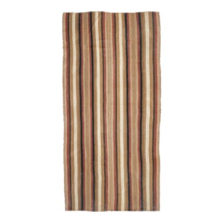 Vintage Turkish Hand-Knotted Wool Cotton Brown Kilim Runner For Sale