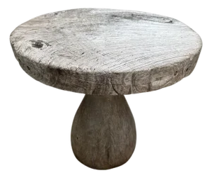 Andrianna Shamaris Century Old Teak Wood Round Side Table