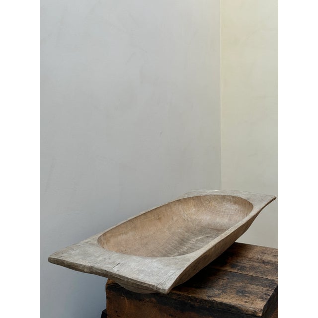 XL Antique Sculptural Wooden Hand Carved Dough Bowl For Sale - Image 12 of 12
