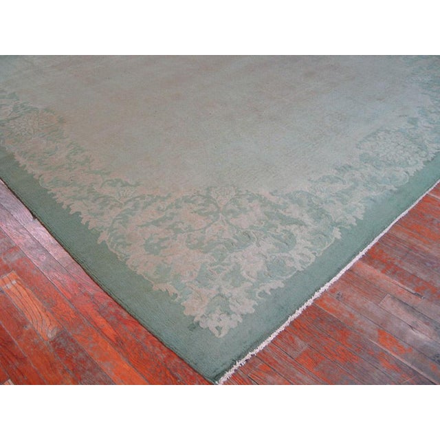 Early 20th Century 1930s Gray Green Foliate Antique Chinese Art Deco Rug 8'3" X 9'9" Handknotted Wool Carpet For Sale - Image 5 of 5