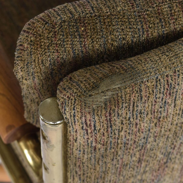Set of 3 Stoneville Brown Gold and Oak Swivel Armchairs on Casters For Sale - Image 16 of 17