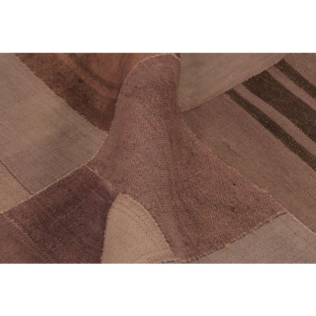 Textile Vintage Turkish Patchwork Rug in Soft Brown and Beige Tones - Rug & Kilim For Sale - Image 7 of 10