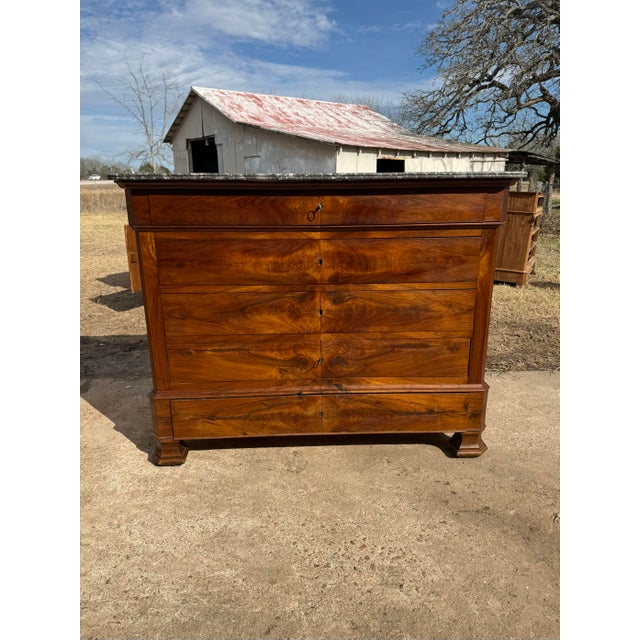 19th Century Louis Philippe Walnut Marble Top Chest of Drawer / Commodes For Sale - Image 4 of 12