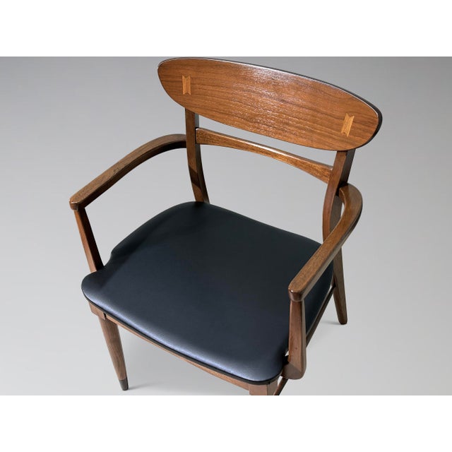 Brown Restored Lane Acclaim Walnut Dining Chairs Set of 7 For Sale - Image 8 of 17