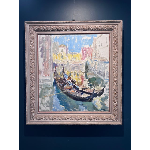 1990s Georgij Moroz, Two Gondolas, Venice, Oil on Canvas, 1999 For Sale - Image 5 of 8