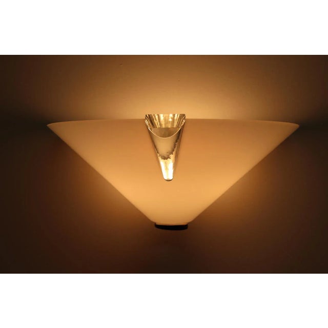 CLIVIA Italian Wall Lamp Murano Hand Blown White Glass Diffuser and Crystal Detail. Designed by Rosanna Toso for ITRE....