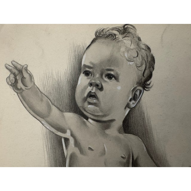 Original graphite pencil drawing by American artist and illustrator Theodore E. Schrock (1879–1952), depicting a standing...