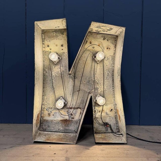 Large Zinc Letter N with Lighting, America For Sale - Image 11 of 16
