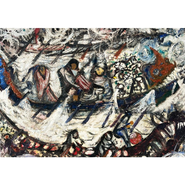 1960s Dragon Boats Chinese New Year San Francisco Bay Area Original Oil on Canvas 1960 by Peter Lowe For Sale - Image 5 of 8