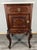 An elegant Antique French marble top bedside table, showcasing fine craftsmanship and classic 19th-century design. The...