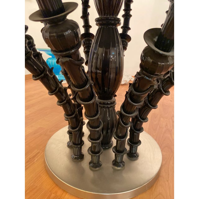 1980s Italian Venetian Black "Rezzonico" and Silver Murano Glass Style Big Table For Sale - Image 9 of 12