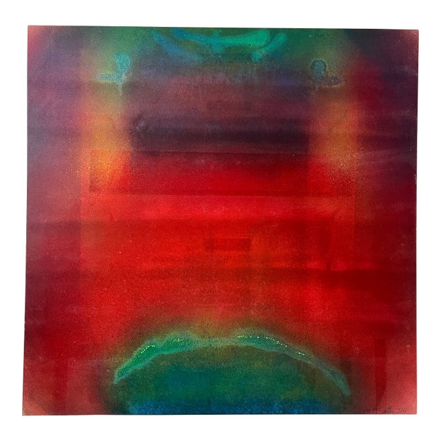 Monumental Red Abstract Painting, Acrylic on Canvas, Signed, 1969 For Sale