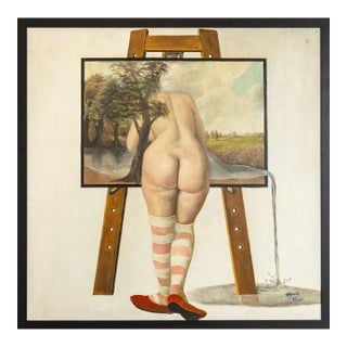 Thad Miller Nude at Easel Signed Modern Oil Painting Somerset Series 1978 Framed For Sale