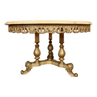 Round Coffee Table with Onyx For Sale