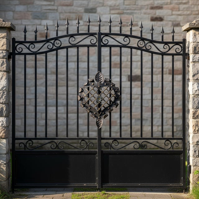 Hand-Forged Wrought Iron Heart Wall Decor (Ruffled Edge with Leaf Finials) Antique Copper Finish For Sale - Image 4 of 8
