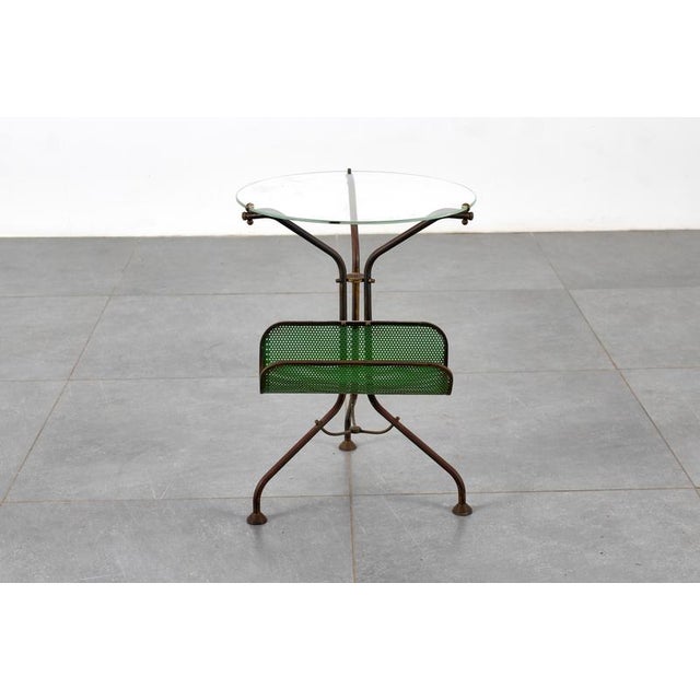 Mid-Century Round Glass and Brass Serving Table with Curved Legs, Italy, 1950s For Sale - Image 3 of 17