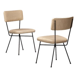 Italian Desk Chairs with Iron Frames, 1950s, Set of 2 For Sale