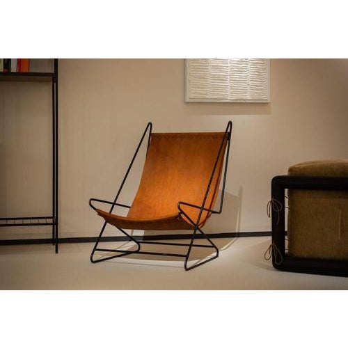 This rare and exceptional deck chair, designed by Lina Bo Bardi and Giancarlo Palanti, is a striking example of mid-...