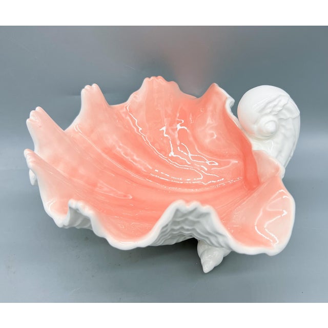 Fitz and Floyd White & Coral Seashell Dish – Coastal Soap Holder or Catchall For Sale - Image 11 of 14