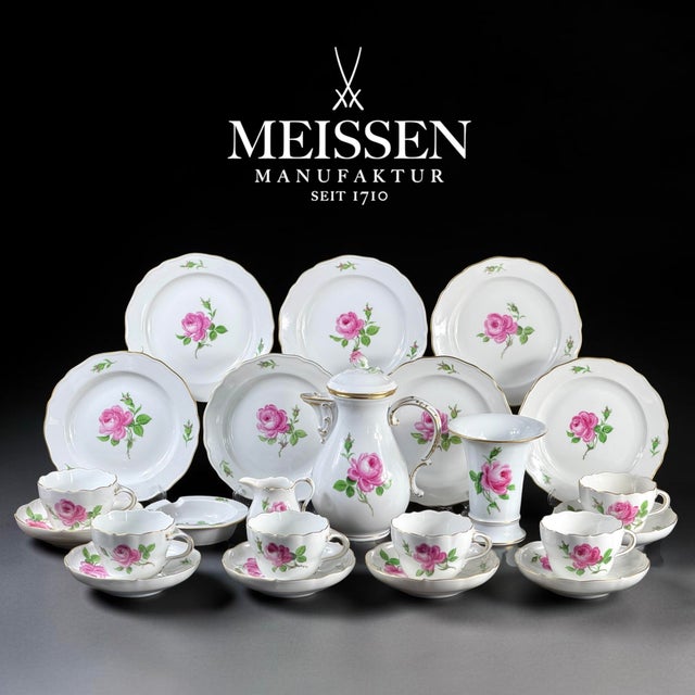 Rote Rose Coffee Service in Porcelain from Meissen, Germany, 1980s, Set of 23 For Sale - Image 17 of 17