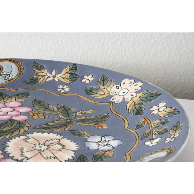 Vintage, Smoky Blue, Floral Raised Pattern, Decorative Plates - Pair For Sale - Image 4 of 6