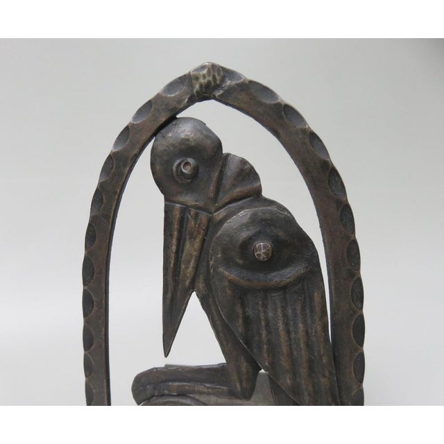 Art Nouveau Wrought Iron Book Supports Marabu in the style of Edgar Brandt, 1890s, Set of 2 For Sale - Image 16 of 18
