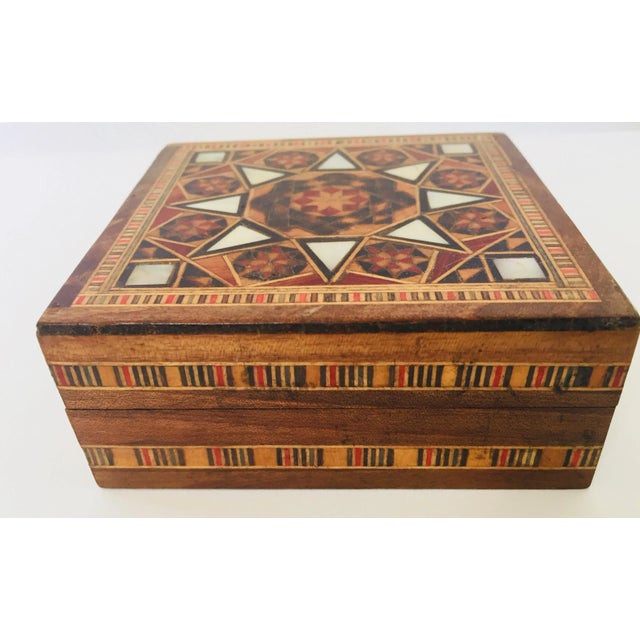 Wood Middle Eastern Inlaid Marquetry Mosaic Box For Sale - Image 7 of 11
