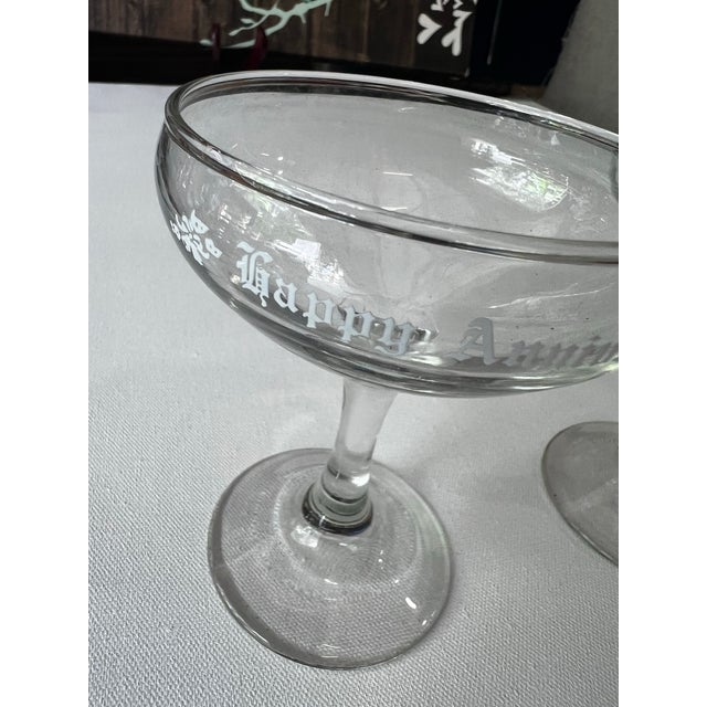 1970s 1970s Glass Anniversary Champagne Glasses - a Pair For Sale - Image 5 of 6