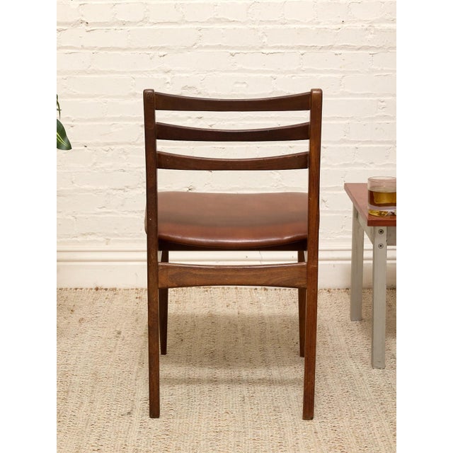 Wood Set of 4 Vintage Danish Modern Rosewood Dining Chairs With Brown Upholstered Seats For Sale - Image 7 of 12
