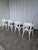 Mid-Century Modern Vintage White Bentwood Dining Chairs with Blue Fabric Seats, 1970s, Set of 4 For Sale - Image 3 of 18