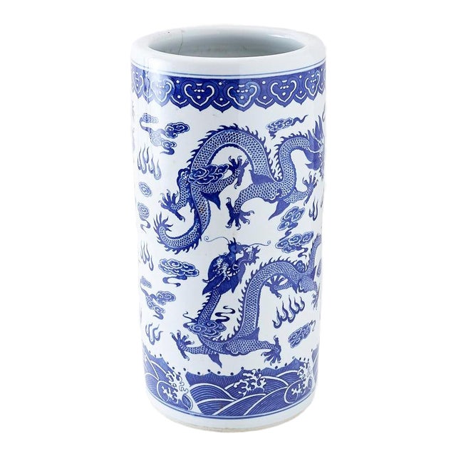 Chinese Blue and White Porcelain Umbrella Holder Chairish