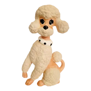 Vintage Ceramic Peach Pink Cream Sweet Regency Poodle Statue Room Decor
