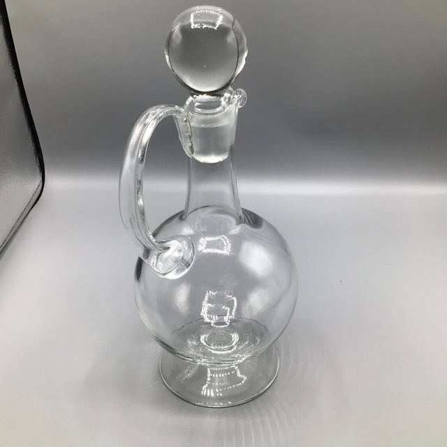 Glass Edwardian Style Decanter With Stopper Hand Blown Romanian For Sale - Image 7 of 13