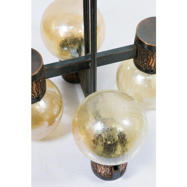 Mid-Century Modern Handmade Copper Chandelier with Glass Bulbs, 1970s For Sale - Image 3 of 9
