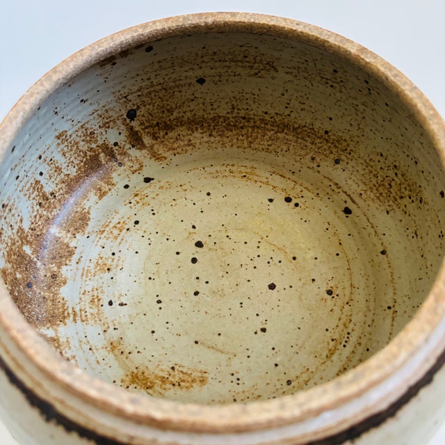 Gray Large Speckled Gray Studio Pottery Bowl For Sale - Image 8 of 10