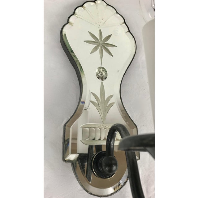 Pair Old English Style Mirrored Glass and Bronze Single Arm Sconces For Sale - Image 9 of 9