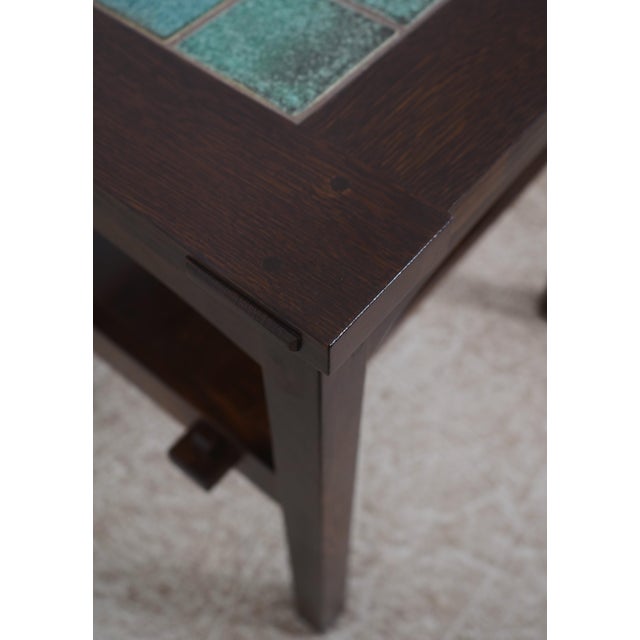 Stickley Stickley Mission Oak Tile Top Lamp Table For Sale - Image 4 of 14
