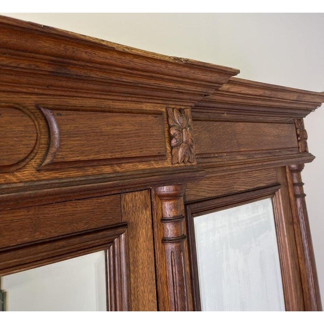 Antique French Carved Oak 3-Door Armoire For Sale - Image 13 of 18