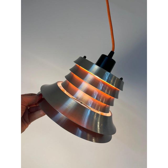 Silver-Orange Louvered Lamp by Carl Thore for Granhaga For Sale - Image 3 of 11